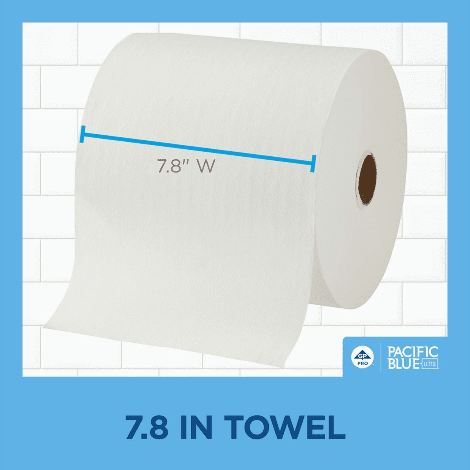 Pacific Blue Ultra® 8” High-Capacity Recycled Paper Towel Rolls by GP PRO (Georgia-Pacific), White, 6 Rolls per Case