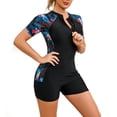 thumbnail image 4 of Lixiuxyad Long Sleeve Swimsuit Rash Guard Zip Front Surfing Swimwear Sun Athletic Swim,Black, 4 of 5