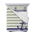thumbnail image 7 of Striped Anchor Twin Size Down Alternative Comforter, Lightweight Comforter Quilt Bedding Set with Pillow Shams Navy Blue Nautical Sage Green Geometric All Seasons Bed Comforter Duvet Insert 68"x86", 7 of 7