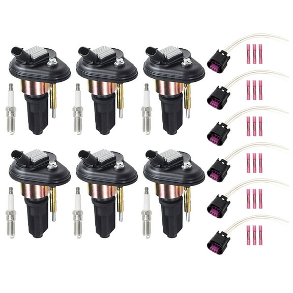 Set of 6 ISA Ignition Coil & 6 platinum Spark Plug & 6 Ignition Coil Connector for Chevrolet 2002-2006 Colorado Trailblazer GMC 2002-2006 Canyon Envoy Replacement For UF303,NGK 5019,S953