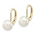 thumbnail image 2 of Primal Gold 14 Karat Yellow Gold 8-9mm White Round Saltwater Akoya Cultured Pearl Leverback Earrings, 2 of 3