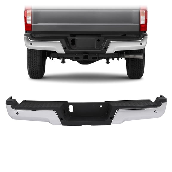 Chrome Rear Bumper Assembly For Ford F250 F350 Super Duty 2017-22 W/Park Assist