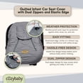 thumbnail image 2 of Open Box CozyBaby Quilted Infant Car Seat Cover w/ Dual Zippers & Elastic Edge, 2 of 10