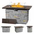 thumbnail image 1 of 43 in. Propane Fire Pit Table Outdoor Stone Firepit Table Rectangular 50000 BTU Propane Fire Tables for Patio, Gray, 1 of 10