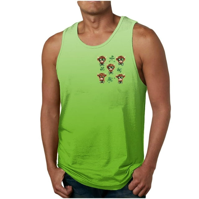 Camiseta sin mangas de cuello redondo para hombre, informal, a la moda, sin mangas, con estampado, cuello redondo, deportiva, de poliéster