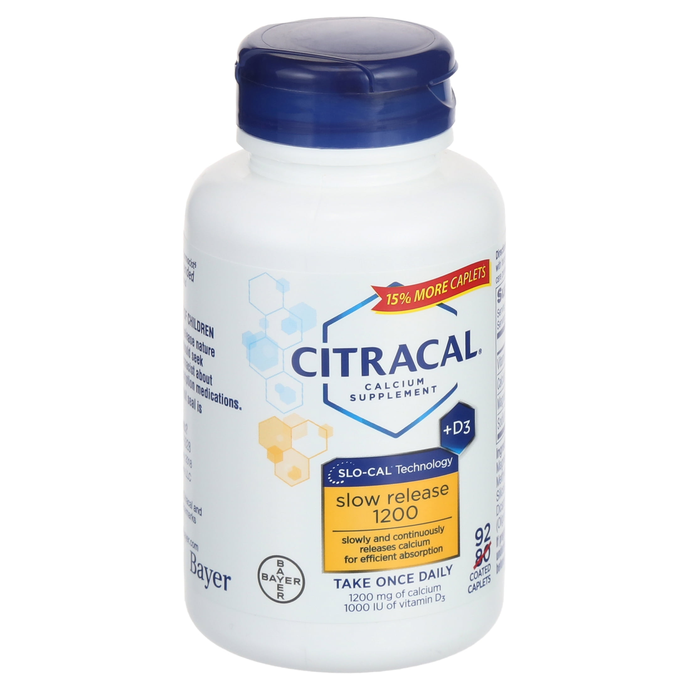 Citracal Slow Release 1200 Calcium With Vitamin D3, Caplets, 92 Count