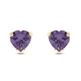 thumbnail image 2 of AFFY 6MM Heart Shape Simulated Purple Alexandrite Stud Earrings In 14K Yellow Gold Over Sterling Silver, 2 of 6