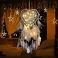 thumbnail image 1 of (white, with lights) Handmade bohemian style dream catcher heart LED wall light romantic decoration, 1 of 5