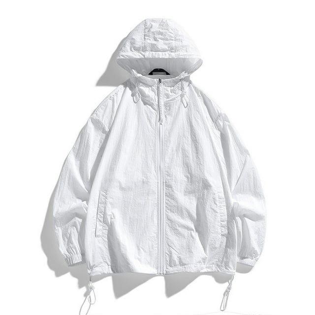 RXIRUCGD Ensemble de Protection Solaire pour Homme Veste Décontractée à Manches Longues avec Capuchon, Blanc, Taille : TG