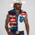 thumbnail image 2 of Dresfit Patriotic Cowboy Shirts for Men Sleeveless Lapel Tank Tops 2026 Summer Usa Flag Graphic Tees Muscle Stars and Stripes 250 Anniversary Usa Shirt Light Blue 3XL, 2 of 5