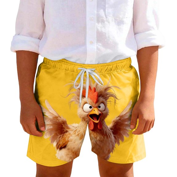Birthday Party Shorts for Kids, Solid Color or Cute Print, Breathable Polyester Swim Trunks with Pockets, Toddler to 14 Years