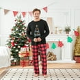 thumbnail image 4 of Family Matching Christmas Pajamas, String Lights Christmas Tree Print Long-Sleeved Tops + Elastic Waist Plaid Trousers/Romper, 4 of 7