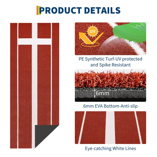 EDTara 10x3 Ft Professional Softball Pitching Mat, Features All-Weather Rubber and Uv-Resistant Turf, Designed for Indoor and Outdoor Practice for Consistent Softball Training