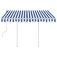 thumbnail image 2 of vidaXL Store Manuel Rétractable avec Poteaux 3x2.5 m Bleu et Blanc, 2 of 5