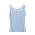 thumbnail image 1 of Ymauqau Plus Size Tank Tops for Women Ribbed Knit Scoop Neck Half Button Lace Trim Slim Sleeveless T-Shirts Basic Cami Shirts, 1 of 6
