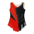 thumbnail image 5 of YEAHDOR Kids Girls Illusion Deep V-back Dance Leotard Shiny Rhinestone Mesh Gymnastics Modern Dance Leotard Red 16, 5 of 7