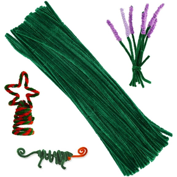100 Pieces Pipe Cleaners Chenille Stem, Solid Color Pipe Cleaners Set for Pipe Cleaners DIY Arts Crafts Decorations, Chenille Stems Pipe Cleaners (Green)