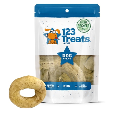 Natural Beef Collagen Bagel Peanut Butter Flavor for Dogs 3 inches - 6 Count