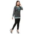 thumbnail image 4 of Maple Clothing Women's Short Kurti Kurta Printed Top India Tunic (Black/Turquoise, 4XL), 4 of 5