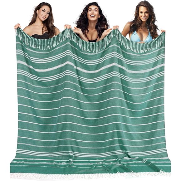 Giant Huge Thin Boho Throw Blanket Turkish Beach Blanket Towel Jumbo Extra Large XL XXL Big Oversized Outdoor Picnic Accessories Airplane Travel Essentials Camping Gears Must Haves Yard Yoga Mat Teal