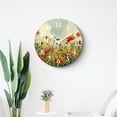 thumbnail image 4 of 12 Inch Wall Clock Battery Operated Silent Clock Decorative for Office, Kitchen, Outdoor, Living Room，Green Flower Lawn Pattern Horizontal Floral Simple, 4 of 4
