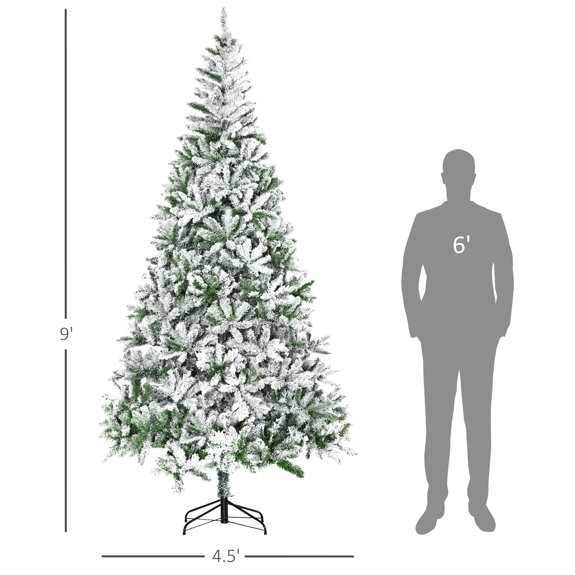 7.5ft Snow Flocked Christmas Tree Auto-Open Branches Flame Retardant Indoor Holiday Decor