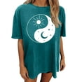 thumbnail image 3 of SMihono Hauts pour Femmes Été Décontracté Vintage Col Rond Imprimé Motif Manches Courtes Blouse T-shirt Oversize pour Femmes 2023, 3 of 5