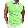 thumbnail image 1 of Dianli Tank Tops Sleeveless Lapel Collar Men's Tank Tops Solid Vacation Tropical Shirts Green,L, 1 of 5