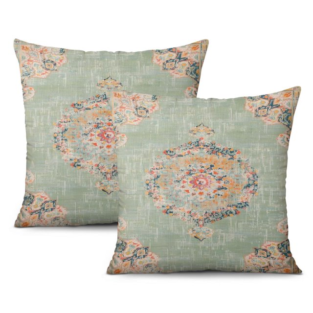 Exprimez Votre Hippie Soul : Ensemble de 2 Housses de Coussin Décor Boho Rétro Mandala Floral 18x18