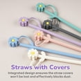 thumbnail image 3 of NiHome 6-Pack Silicone Straw with Flower Cover Cap, 12 Inch Reusable Silicone Drinking Straws Compatible with Stanley 40oz and 30oz Tumblers, Customizable Length and Dishwasher Safe(Morandi Colors), 3 of 8