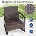 thumbnail image 6 of Costway 3 PCS Rattan Rocking Chair Set with Acacia Wood Tabletop Armrests for Porch, Balcony Mix Brown + Navy, 6 of 11
