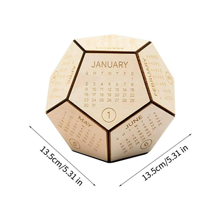 Wooden Desk Calendar 2024, Hexagon Dice Calendar, Gifts for