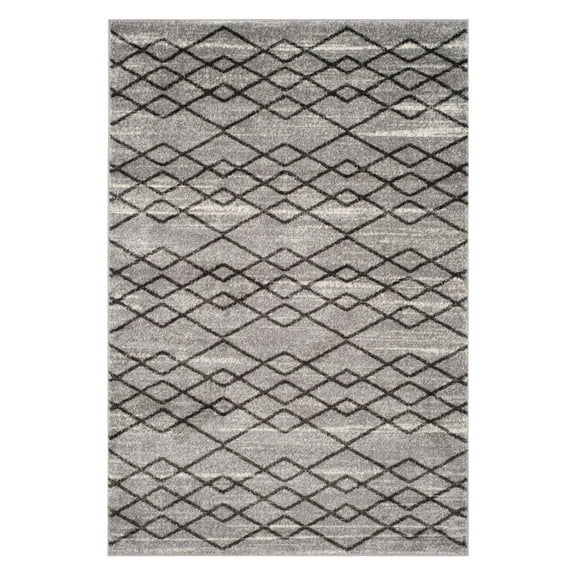 SAFAVIEH Tunisia Ethelbert Overdyed Geometric Area Rug, Grey/Black, 4' x 6'