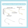 thumbnail image 3 of 100 ganchos para pendientes de acero inoxidable de 2 colores con bucles horizontales, de metal., 3 of 6