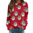 thumbnail image 1 of Gibobby Sudaderas navideñas Blusa de manga larga con cuello en O para mujer, para uso diario, en casa, al libre, con estampado navideño(Rojo,XG), 1 of 5
