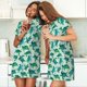 thumbnail image 4 of Fotbe Green Sea Turtle Bata de Dormir para Mujer con Estampado, Camisón de Algodón de Manga Corta, Ropa de Dormir Casual, 4 of 6