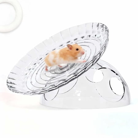 Silent Hamster Flying Saucer Running Wheel with Hiding House Non-Slip Exercise Spinner for Small Animals Durable Plastic Exercise Toy for Cages Perfect for Hamsters and Gerbils
