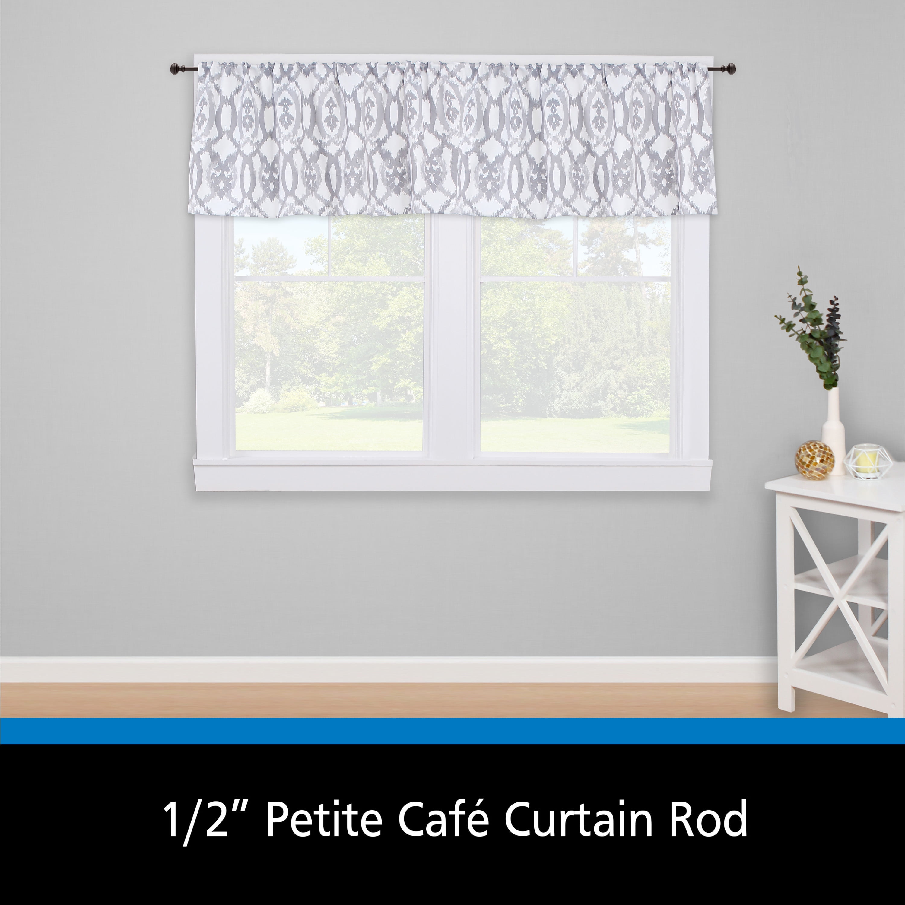 Mainstays 1/2" Cedric Petite Café Adjustable Curtain Rod, 48-84", Black