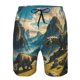 thumbnail image 3 of Balery Valley River Dinosaur Traje de Baño Estilo Hawaiano para Hombre, Shorts de Secado Rápido con Bolsillos-3X-Large, 3 of 6