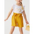 thumbnail image 3 of WIBACKER Summer Baby Girls and Toddler Kids Ruffles Sleeve Tank Top and Shorts 2-Piece Set Outfit, 3 of 7