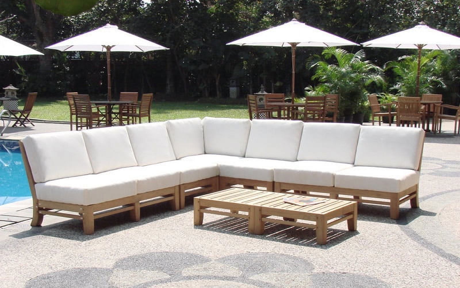 WholesaleTeak Outdoor Patio Grade-A Teak Wood 7 Piece Teak Sectional Sofa Set - 2 Love Seats, 2 Lounge Chair, 1 Corner Pc, 1 Ottoman & 1 Side Table - Furniture only -- Ramled collection #WMSSRM1 - image 2 of 5