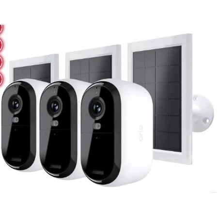 Arlo Essential Outdoor 2K Camera (2nd Generation) 3-pack with 3 Solar Panels