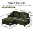 thumbnail image 6 of Newest Elegant Large Two Seater Modular L Shaped Sofa Couch,Flared Arms,Removable Ruffles Pleats Skirts,Spindle Legs, Comfy Chenille Loveseat Sofa,Movable Ottoman,Green, 6 of 15