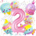 thumbnail image 1 of Juego de globos con dos dulces decoraciones para fiestas de helado de cumpleaños, 1 of 7
