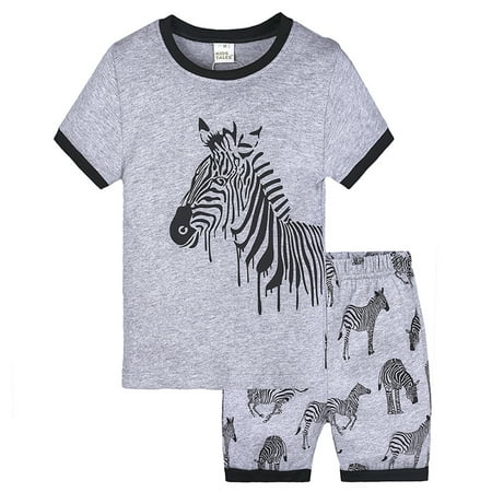 

OVTICZA Toddler Baby Boy 2 Piece T Shirts and Shorts Set Clothing Set Outfit Short Sleeve Summer Cartoon with Gray 7