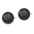 thumbnail image 2 of 925 Sterling Silver Majestik Rh-pl 14-15mm Blk Imitat Shell Pearl Stud Earrings; for Adults and Teens; for Women and Men, 2 of 3