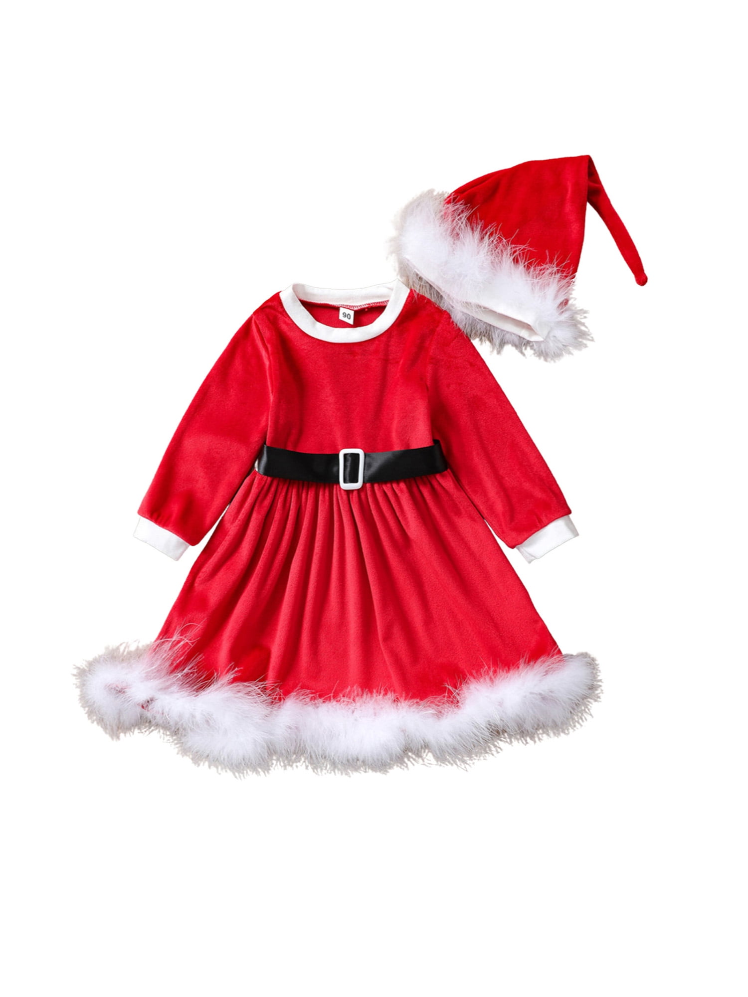 Long Sleeve Santa Claus Princess Dress Zhhlinyuan Infants Girls Christmas Dresses 