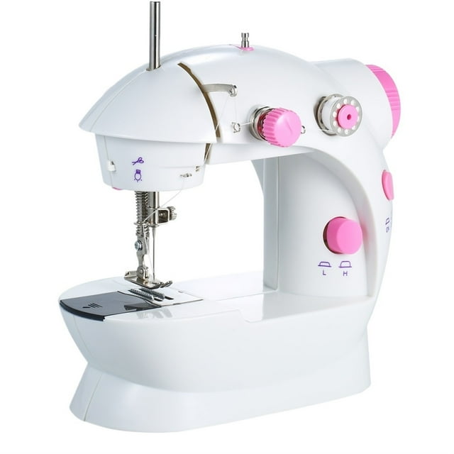 Mini Sewing Machine 2-Speed Double Thread Portable Electric Household Multifunction Sewing Machine Lights Cutter Foot Pedal ,Smooth Thread Sewing