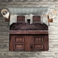 thumbnail image 2 of Ambesonne Rustic Quilted Coverlet 3 Pcs, Arched Venetian Door, King Size, Brown Cream, 2 of 2