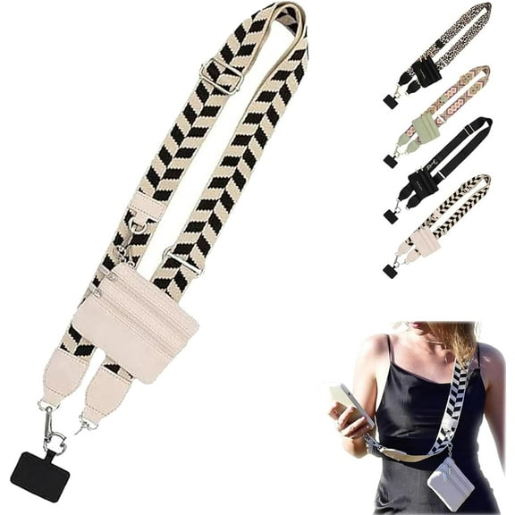 Phone Strap with Zippered Pouch, Adjustable Clip and Go Strap for Phone with Wallet Crossbody Save the Girls